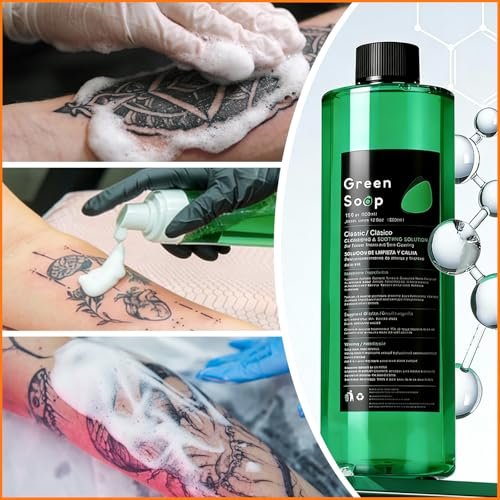 Yuelong 16.9oz Green Soap Tattoo with 7oz Foaming Bottle Kit – Ultra Concentrated Professional Tattoo & Piercing Skin Cleaning Solution Avelisse