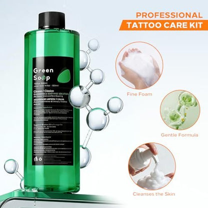 Yuelong 16.9oz Green Soap Tattoo with 7oz Foaming Bottle Kit – Ultra Concentrated Professional Tattoo & Piercing Skin Cleaning Solution Avelisse