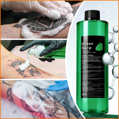 Yuelong 16.9oz Green Soap Tattoo with 7oz Foaming Bottle Kit – Ultra Concentrated Professional Tattoo & Piercing Skin Cleaning Solution Avelisse