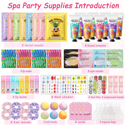 96 PCS Spa Party Supplies for Women - Ultimate Spa Favors Gift Set with Face Masks, Hand Cream, Lip Balm, Under Eye Patches, Foot Bombs & More - Pink Sleepover Birthday Kit Avelisse