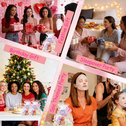 96 PCS Spa Party Supplies for Women - Ultimate Spa Favors Gift Set with Face Masks, Hand Cream, Lip Balm, Under Eye Patches, Foot Bombs & More - Pink Sleepover Birthday Kit Avelisse
