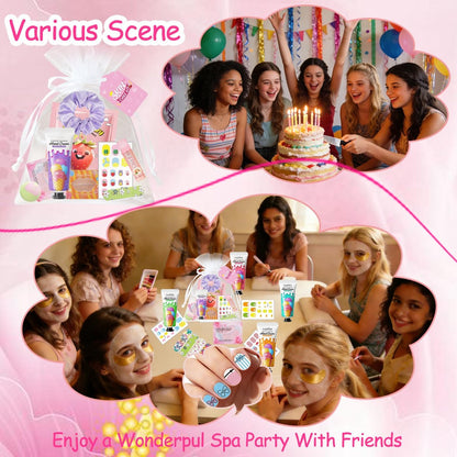 96 PCS Spa Party Supplies for Women - Ultimate Spa Favors Gift Set with Face Masks, Hand Cream, Lip Balm, Under Eye Patches, Foot Bombs & More - Pink Sleepover Birthday Kit Avelisse