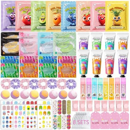 96 PCS Spa Party Supplies for Women - Ultimate Spa Favors Gift Set with Face Masks, Hand Cream, Lip Balm, Under Eye Patches, Foot Bombs & More - Pink Sleepover Birthday Kit Avelisse