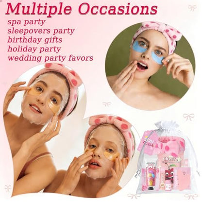 72-Piece Spa Party Supplies for Girls | DIY Face Masks, Lip Balm, Under Eye Patches, Bath Bombs & Headband | Sleepover Birthday Kit for Women Avelisse