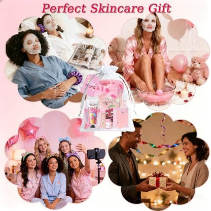 72-Piece Spa Party Supplies for Girls | DIY Face Masks, Lip Balm, Under Eye Patches, Bath Bombs & Headband | Sleepover Birthday Kit for Women Avelisse