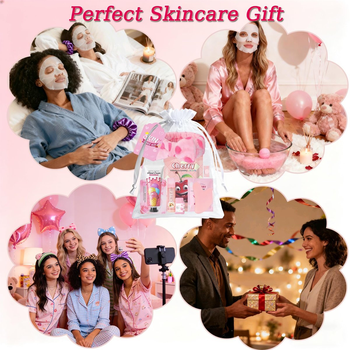 72-Piece Spa Party Supplies for Girls | DIY Face Masks, Lip Balm, Under Eye Patches, Bath Bombs & Headband | Sleepover Birthday Kit for Women Avelisse