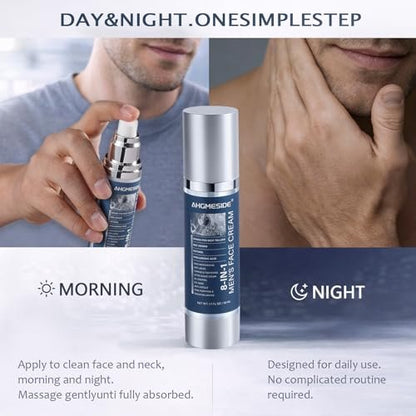 Ahgmeside 8-in-1 Face Cream for Men - Anti-Aging Daily Moisturizer with Hyaluronic Acid & Shea Butter, Lightweight Formula, 1.7 oz Avelisse