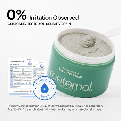 Coeternal Seaweed Detox Wash Off Mask – Cooling Korean Clay Mask with Bentonite, Kaolin & Seaweed Extracts for Pore Minimizing & Deep Cleansing, Non-Drying Mud Mask, 200ml Avelisse