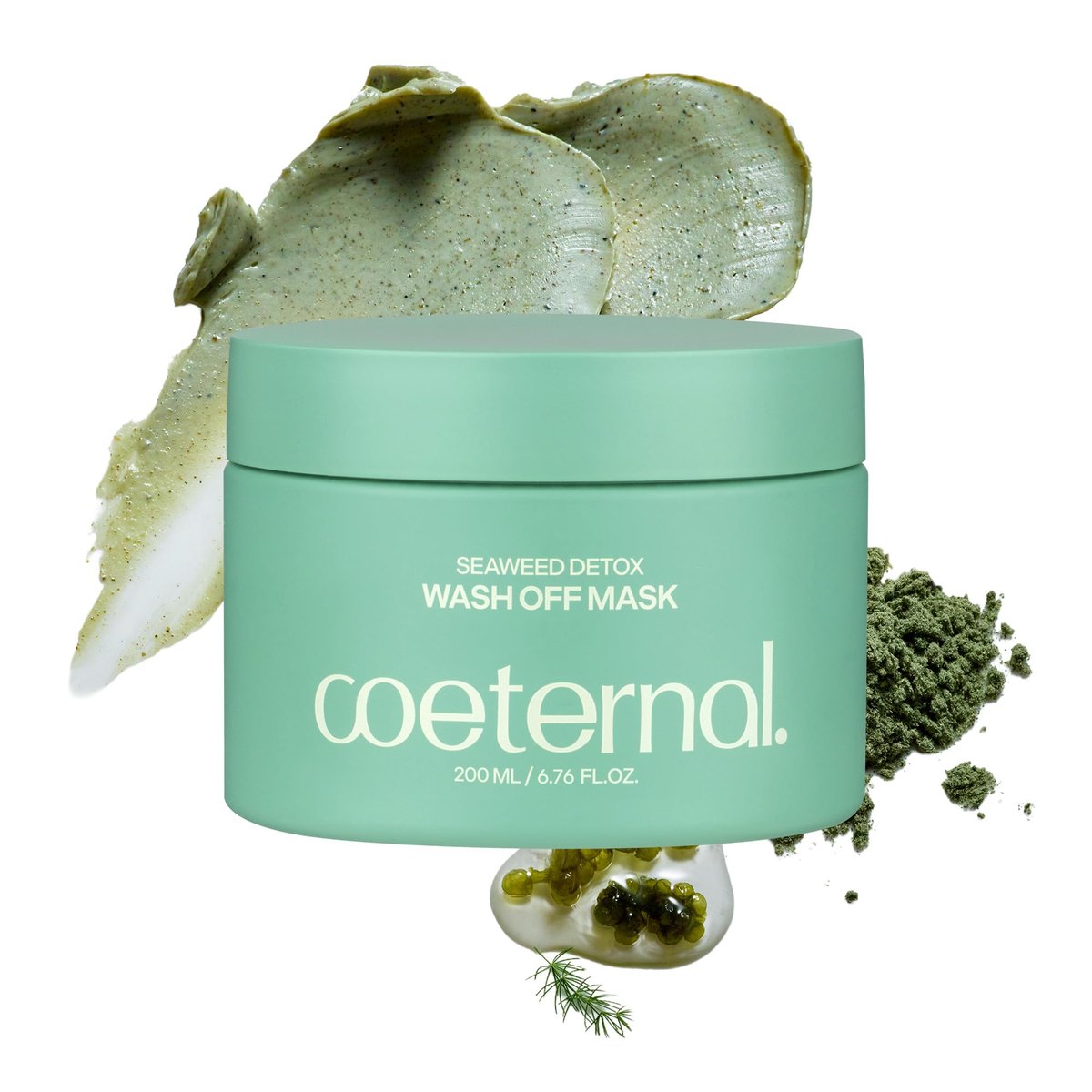 Coeternal Seaweed Detox Wash Off Mask – Cooling Korean Clay Mask with Bentonite, Kaolin & Seaweed Extracts for Pore Minimizing & Deep Cleansing, Non-Drying Mud Mask, 200ml Avelisse