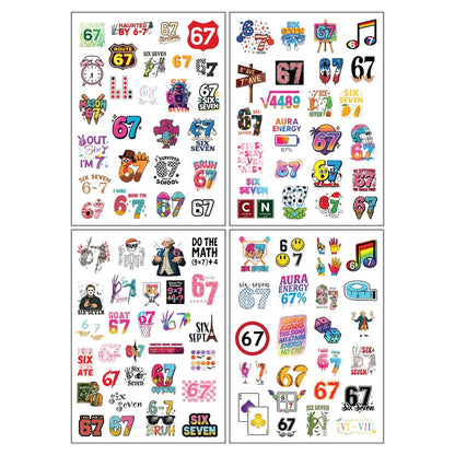 100Pcs 6 7 Meme Temporary Tattoos Stickers Set for Adults Teens, Funny Six Seven Waterproof Party Favors