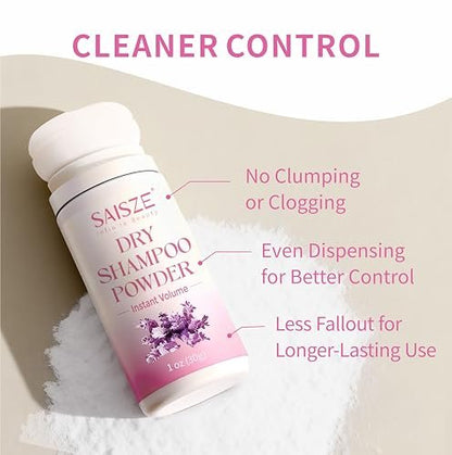 SAISZE Dry Shampoo Powder for Women - Non-Aerosol Oil Absorbing & Volumizing Powder for Light Hair Colors, Travel Size (1.05 Oz)