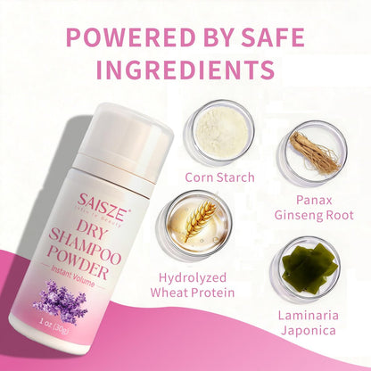 SAISZE Dry Shampoo Powder for Women - Non-Aerosol Oil Absorbing & Volumizing Powder for Light Hair Colors, Travel Size (1.05 Oz)
