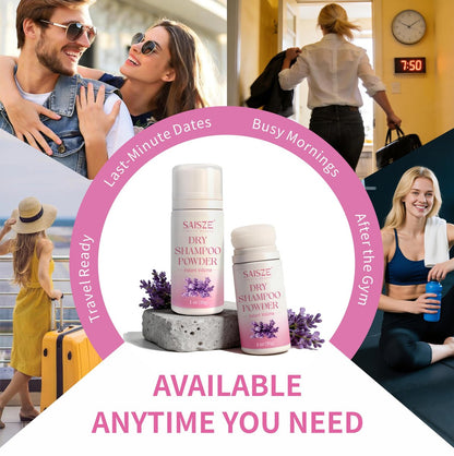 SAISZE Dry Shampoo Powder for Women - Non-Aerosol Oil Absorbing & Volumizing Powder for Light Hair Colors, Travel Size (1.05 Oz)