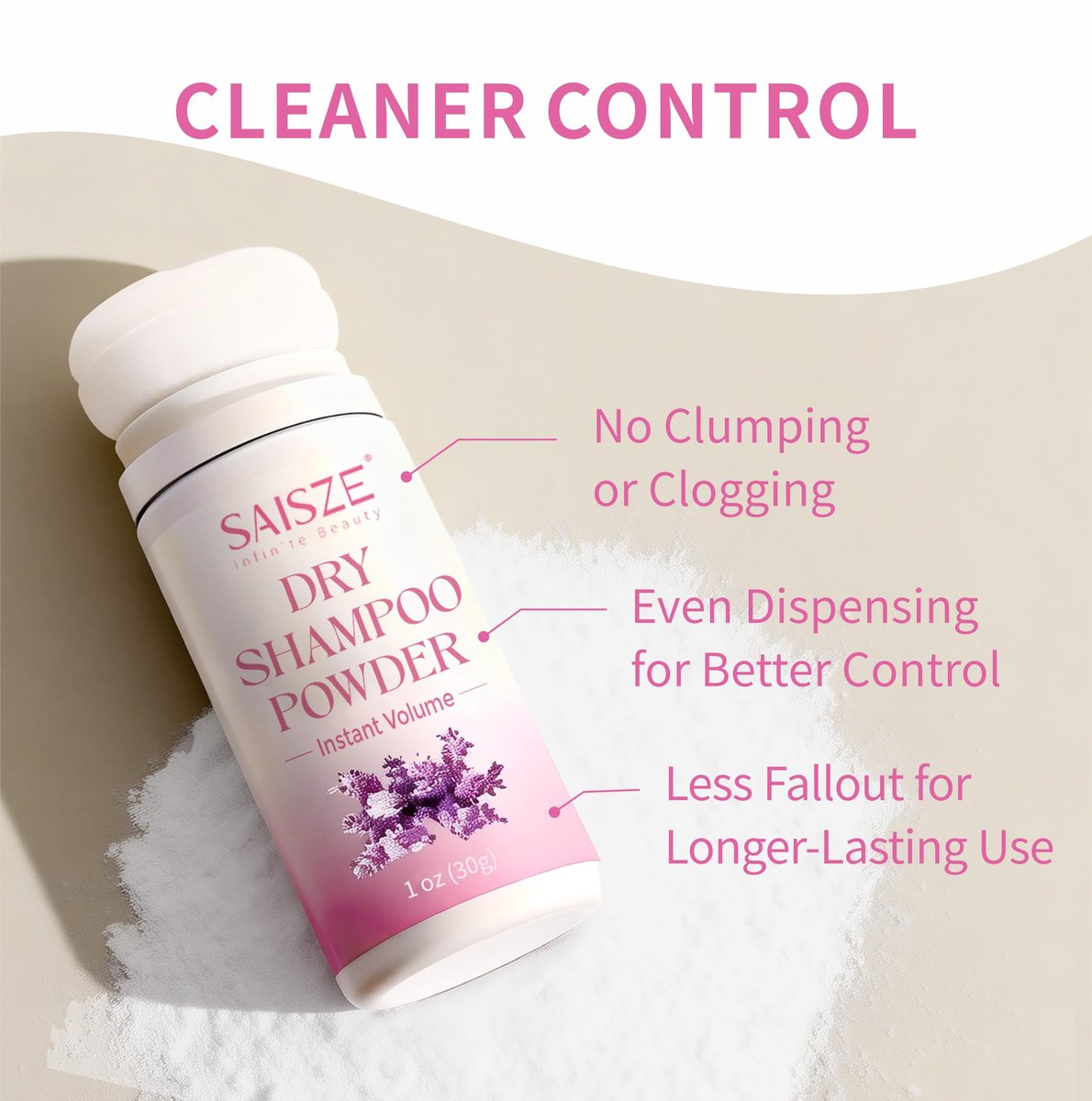 SAISZE Dry Shampoo Powder for Women - Non-Aerosol Oil Absorbing & Volumizing Powder for Light Hair Colors, Travel Size (1.05 Oz) - görsel 7