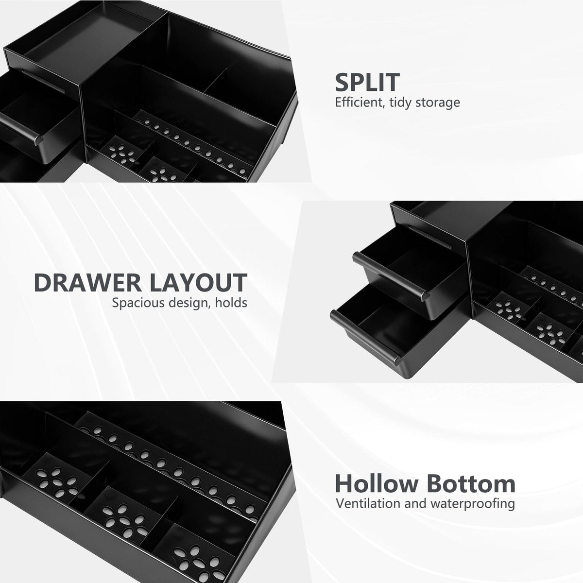 Cologne Organizer for Men - Black Plastic Countertop Stand with Storage Shelf for Bathroom, Vanity, Bedroom Avelisse