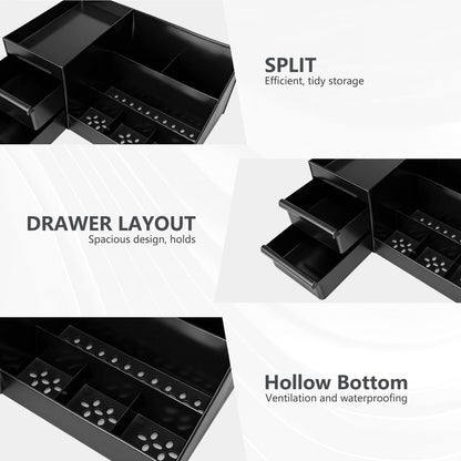 Cologne Organizer for Men - Black Plastic Countertop Stand with Storage Shelf for Bathroom, Vanity, Bedroom Avelisse