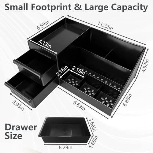 Cologne Organizer for Men - Black Plastic Countertop Stand with Storage Shelf for Bathroom, Vanity, Bedroom Avelisse