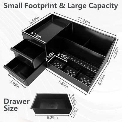 Cologne Organizer for Men - Black Plastic Countertop Stand with Storage Shelf for Bathroom, Vanity, Bedroom Avelisse