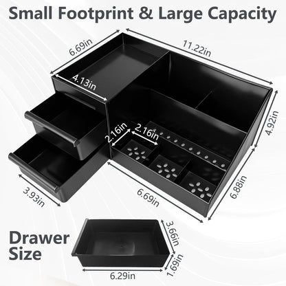Cologne Organizer for Men - Black Plastic Countertop Stand with Storage Shelf for Bathroom, Vanity, Bedroom Avelisse