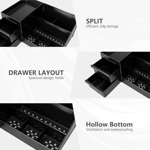 Cologne Organizer for Men - Black Plastic Countertop Stand with Storage Shelf for Bathroom, Vanity, Bedroom Avelisse