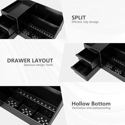 Cologne Organizer for Men - Black Plastic Countertop Stand with Storage Shelf for Bathroom, Vanity, Bedroom Avelisse