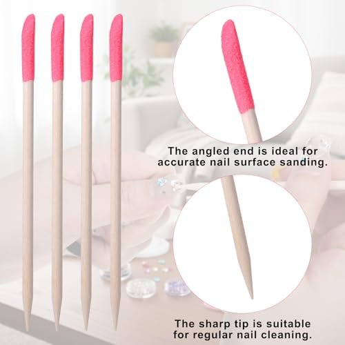 50 Pack Natural Wooden Sanding Sticks for Plastic Models & Manicure – Pink Pumice Stone Cuticle Pusher File, Double-Headed Fine Detailing Tools for Home Salon Mani Pedi - görsel 6