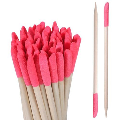50 Pack Natural Wooden Sanding Sticks for Plastic Models & Manicure – Pink Pumice Stone Cuticle Pusher File, Double-Headed Fine Detailing Tools for Home Salon Mani Pedi