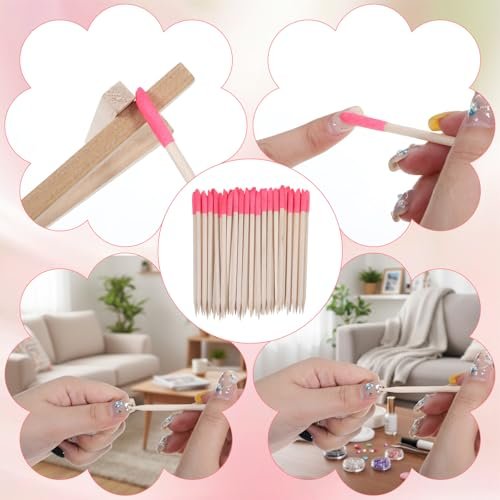 50 Pack Natural Wooden Sanding Sticks for Plastic Models & Manicure – Pink Pumice Stone Cuticle Pusher File, Double-Headed Fine Detailing Tools for Home Salon Mani Pedi - görsel 14