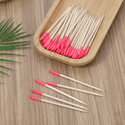 50 Pack Natural Wooden Sanding Sticks for Plastic Models & Manicure – Pink Pumice Stone Cuticle Pusher File, Double-Headed Fine Detailing Tools for Home Salon Mani Pedi
