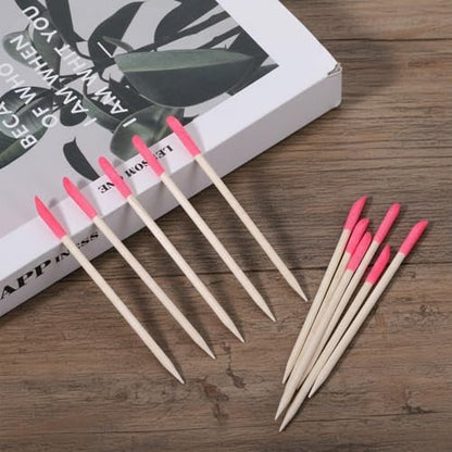 50 Pack Natural Wooden Sanding Sticks for Plastic Models & Manicure – Pink Pumice Stone Cuticle Pusher File, Double-Headed Fine Detailing Tools for Home Salon Mani Pedi