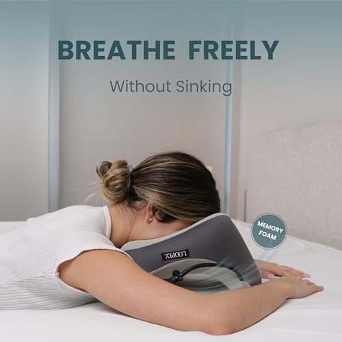 Face Down Pillow for Massage - Adjustable Massage Headrest Face Cradle for Bed - Breathable Stomach Sleeping Pillow with 2 Washable Pads - Grey Avelisse