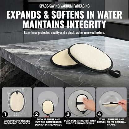 RIYNIBIY Natural Loofah for Men – 2-Pack Black & White Egyptian Luffa Body Scrubber, Quick-Drying Exfoliating Sponge Pad for Shower & Bath, Travel Essentials & Gym Tool Avelisse