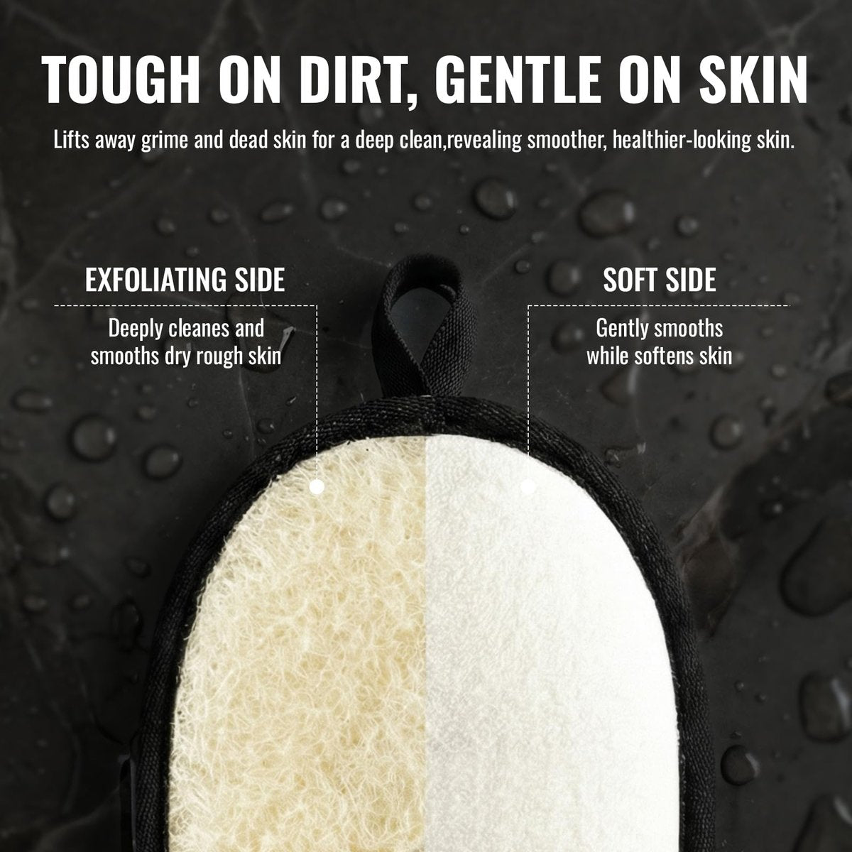 RIYNIBIY Natural Loofah for Men – 2-Pack Black & White Egyptian Luffa Body Scrubber, Quick-Drying Exfoliating Sponge Pad for Shower & Bath, Travel Essentials & Gym Tool Avelisse