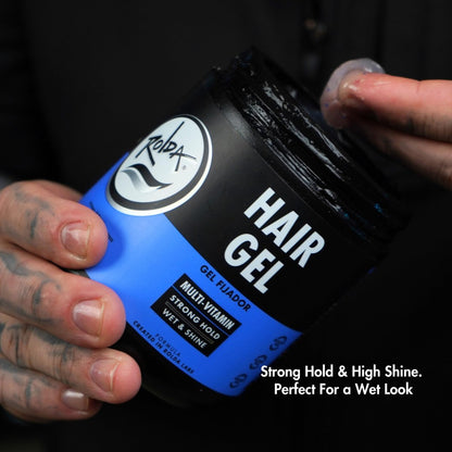 Rolda Multi Vitamin Hair Gel for Men - Medium Hold Styling Gel with Aloe Vera & Pro-Vitamin B5 - Wet Look Finish, Alcohol & Paraben Free (8.81 oz)
