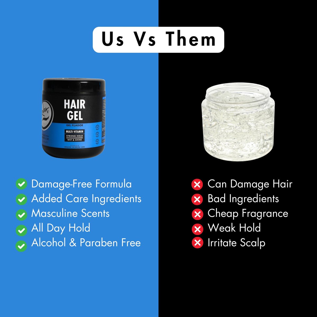 Rolda Multi Vitamin Hair Gel for Men - Medium Hold Styling Gel with Aloe Vera & Pro-Vitamin B5 - Wet Look Finish, Alcohol & Paraben Free (8.81 oz) - görsel 13