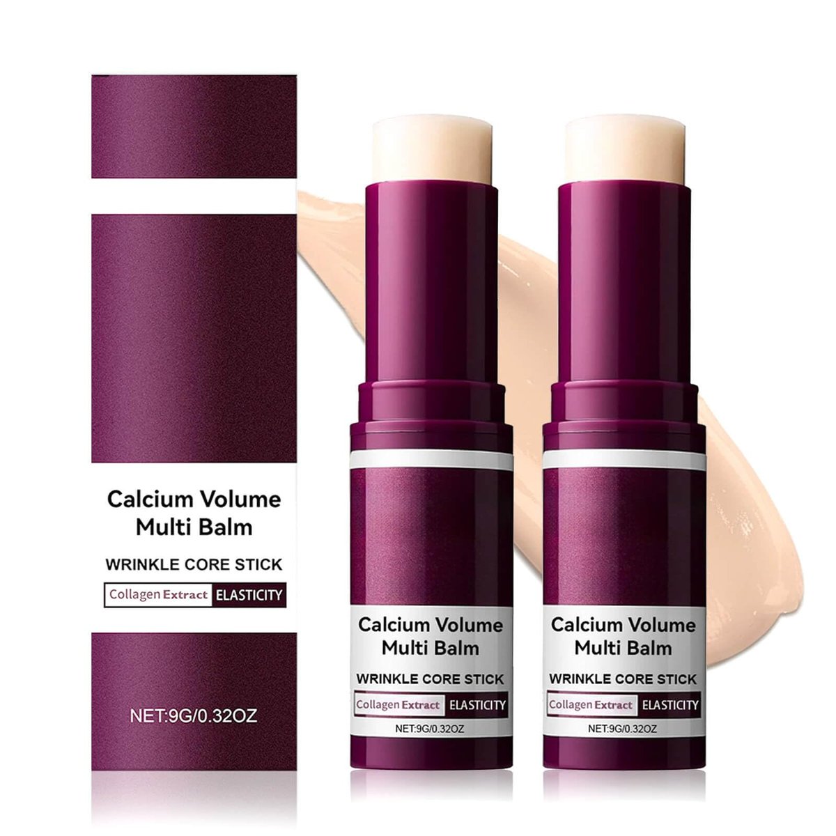 Lampolar 2PCS Calcium Multi Balm Stick - All-in-One Collagen Moisturizing Stick for Face, Eyes, Lips & Neck, Lightweight Hydration Travel-Friendly Skincare - görsel 1