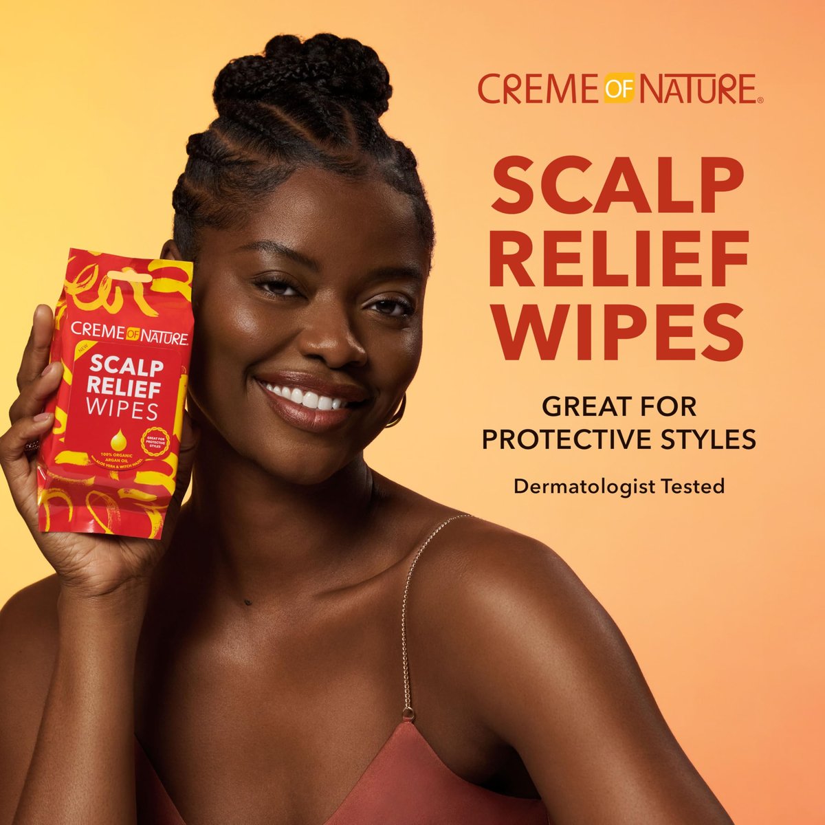 Creme of Nature Argan Oil from Morocco Scalp Relief Wipes - Moisturizing Cleanser for Dry, Irritated Scalp, Braids & Locs Care, 20 Count - görsel 3