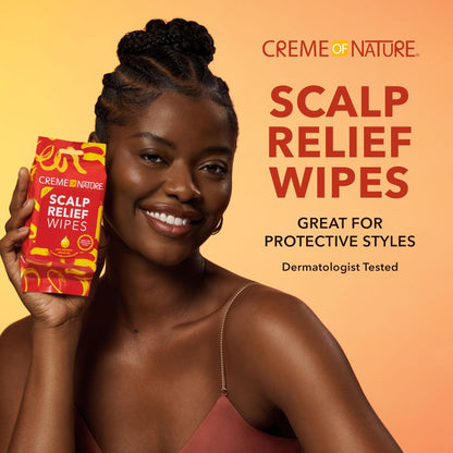 Creme of Nature Argan Oil from Morocco Scalp Relief Wipes - Moisturizing Cleanser for Dry, Irritated Scalp, Braids & Locs Care, 20 Count