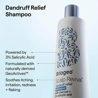 Briogeo Scalp Revival Dandruff Relief Shampoo with Charcoal + 3% Salicylic Acid - Daily Anti-Dandruff Shampoo for Flakes, Itch & Irritation - Color-Safe - Vegan & Cruelty-Free - 8.4 fl oz Avelisse