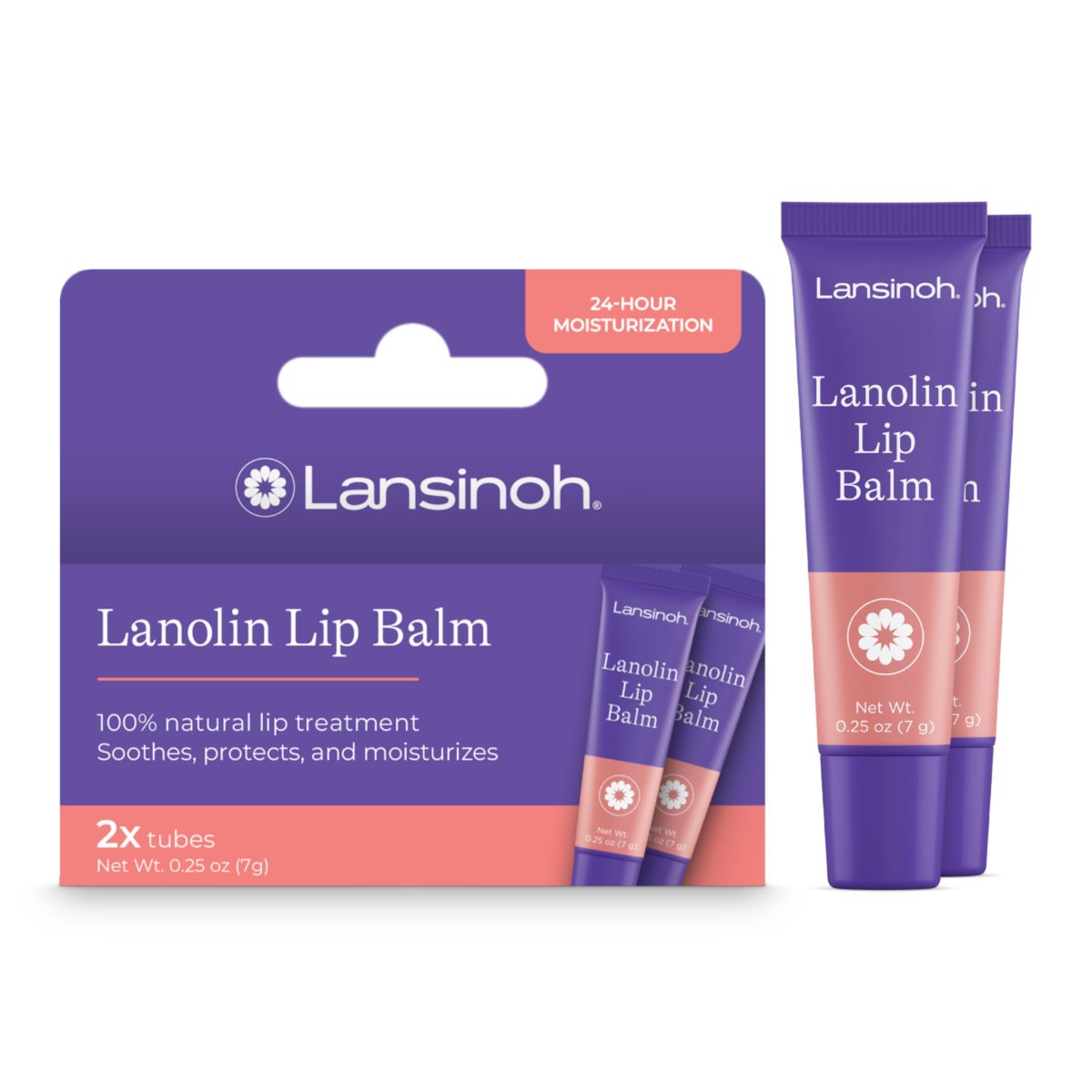 Lansinoh Lanolin Lip Balm, 2 Pack, 0.25 oz Each - Ultra-Moisturizing Lip Care with Natural Lanolin for Dry, Chapped Lips - görsel 1
