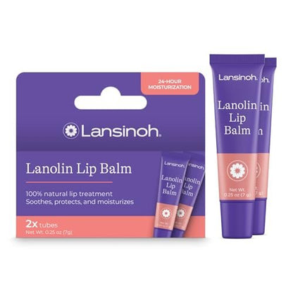 Lansinoh Lanolin Lip Balm, 2 Pack, 0.25 oz Each - Ultra-Moisturizing Lip Care with Natural Lanolin for Dry, Chapped Lips