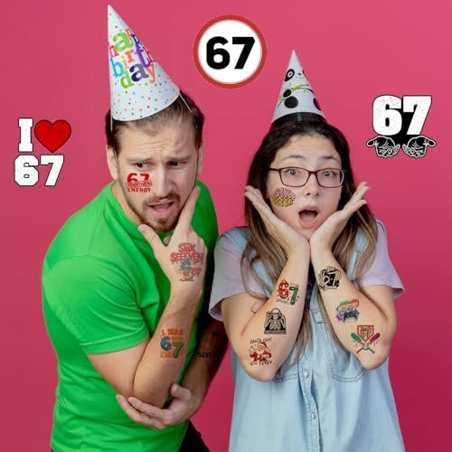 Funny Six Seven Temporary Tattoos - Number 6 7 Donut Ice Cream Baseball Meme Stickers for Kids & Adults - görsel 14