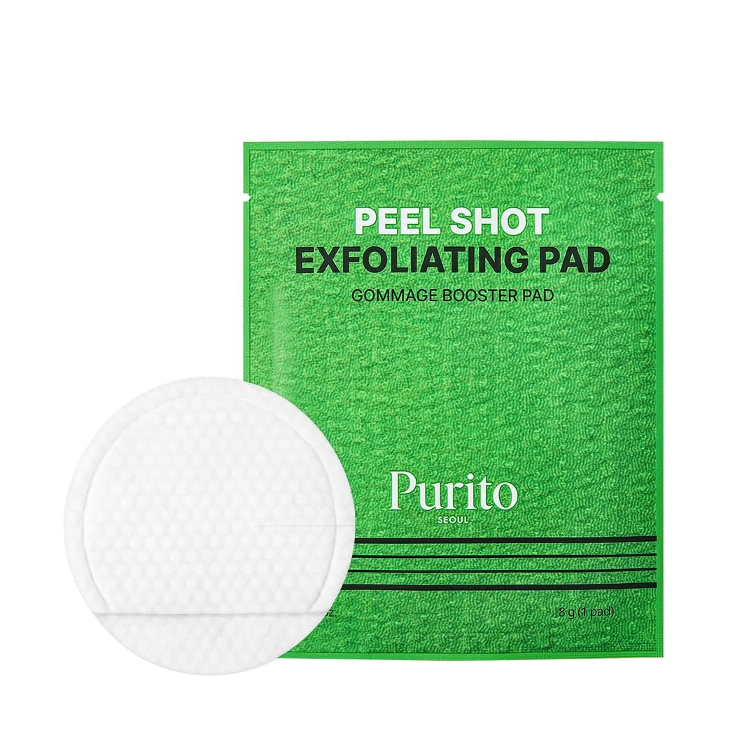PURITO PEEL SHOT Exfoliating Pad – Charcoal & Enzyme Deep Clean for Blackheads, Whiteheads & Pores – Gentle Daily Exfoliation for Instant Glow & Smooth Texture – Korean Skincare, 8 Pads - görsel 1