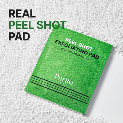 PURITO PEEL SHOT Exfoliating Pad – Charcoal & Enzyme Deep Clean for Blackheads, Whiteheads & Pores – Gentle Daily Exfoliation for Instant Glow & Smooth Texture – Korean Skincare, 8 Pads