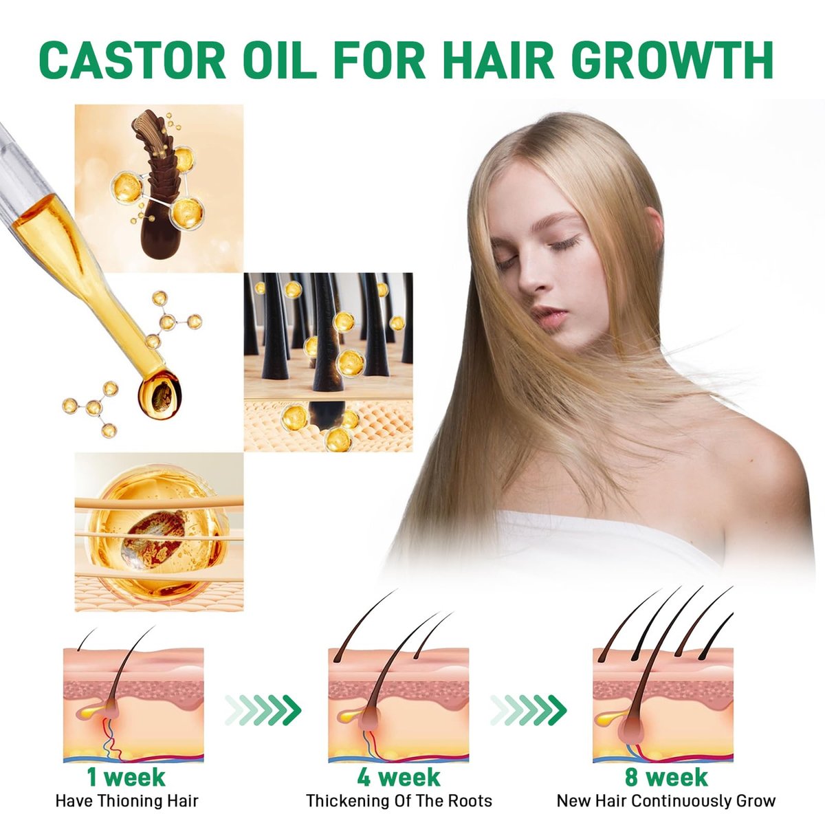 CRISTALBOX 3 Pack Jamaican Black Castor Oil - Organic, Cold Pressed, 100% Pure Natural Oil for Hair Growth, Eyelashes, Eyebrows, Face Moisturizer & Skin Hydration (0.33 Fl Oz Each) - görsel 9