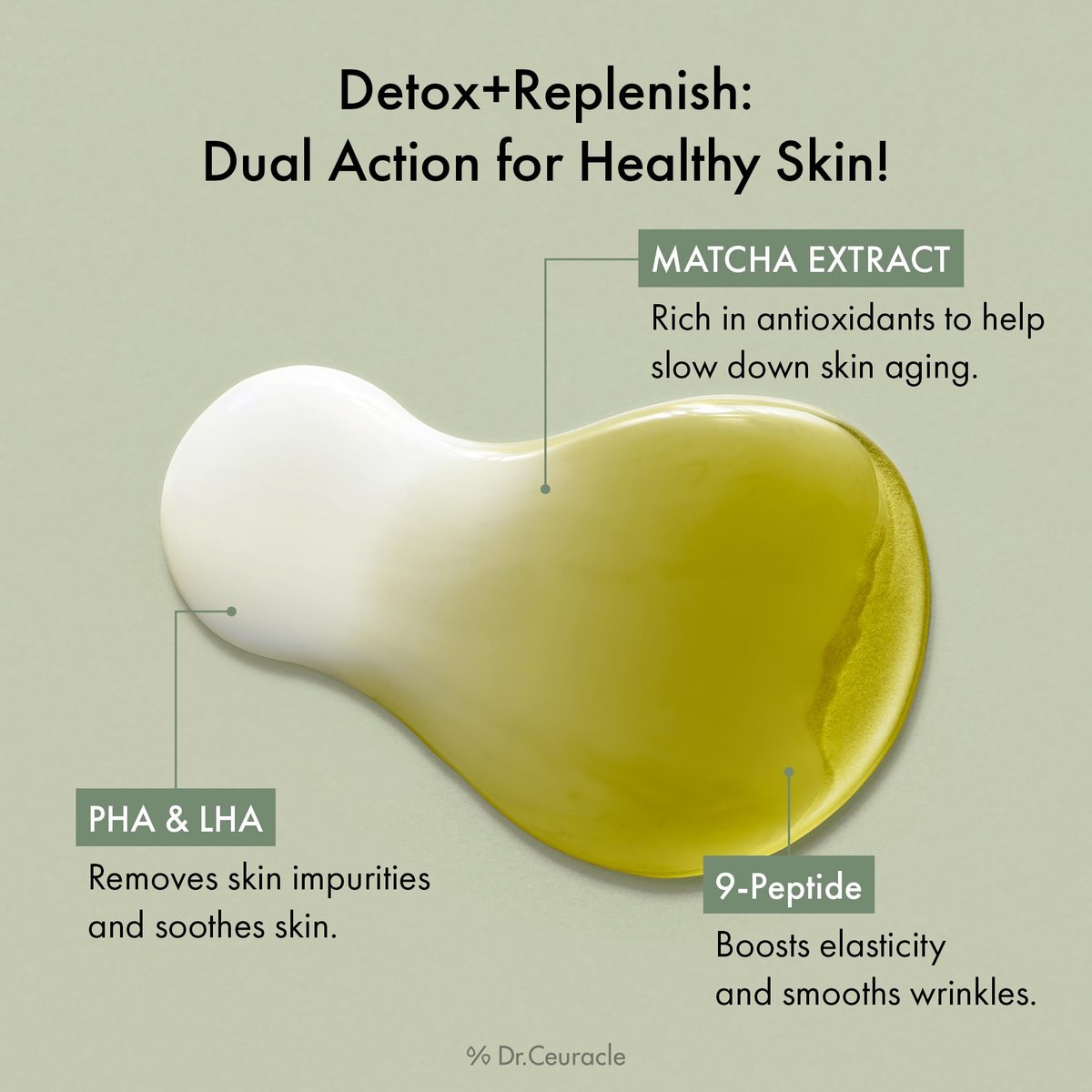 Dr.Ceuracle Jeju Matcha Tea Essence - Skin Purifying Milky Toner with Matcha Extract, 9-Peptide, Ceramide, Korean Skincare Essence (150 ml / 5.07 fl. oz.) Avelisse