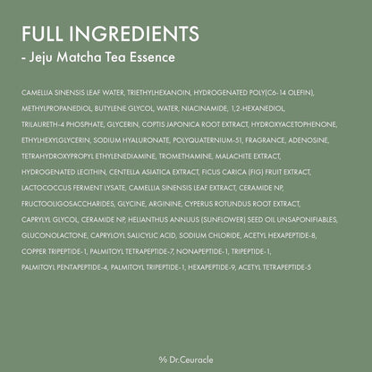 Dr.Ceuracle Jeju Matcha Tea Essence - Skin Purifying Milky Toner with Matcha Extract, 9-Peptide, Ceramide, Korean Skincare Essence (150 ml / 5.07 fl. oz.) Avelisse
