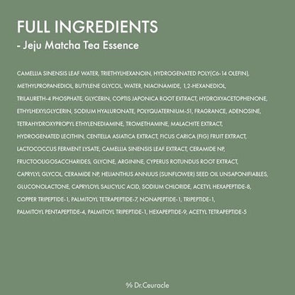 Dr.Ceuracle Jeju Matcha Tea Essence - Skin Purifying Milky Toner with Matcha Extract, 9-Peptide, Ceramide, Korean Skincare Essence (150 ml / 5.07 fl. oz.) Avelisse