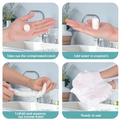 AIDEA Compressed Towels, Mini Portable Coin Face Towels, 100 Count Disposable Compressed Tissues for Travel, Camping, Home and Outdoor Activities - görsel 8