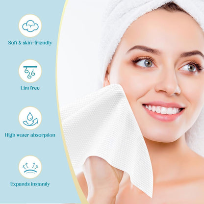 AIDEA Compressed Towels, Mini Portable Coin Face Towels, 100 Count Disposable Compressed Tissues for Travel, Camping, Home and Outdoor Activities
